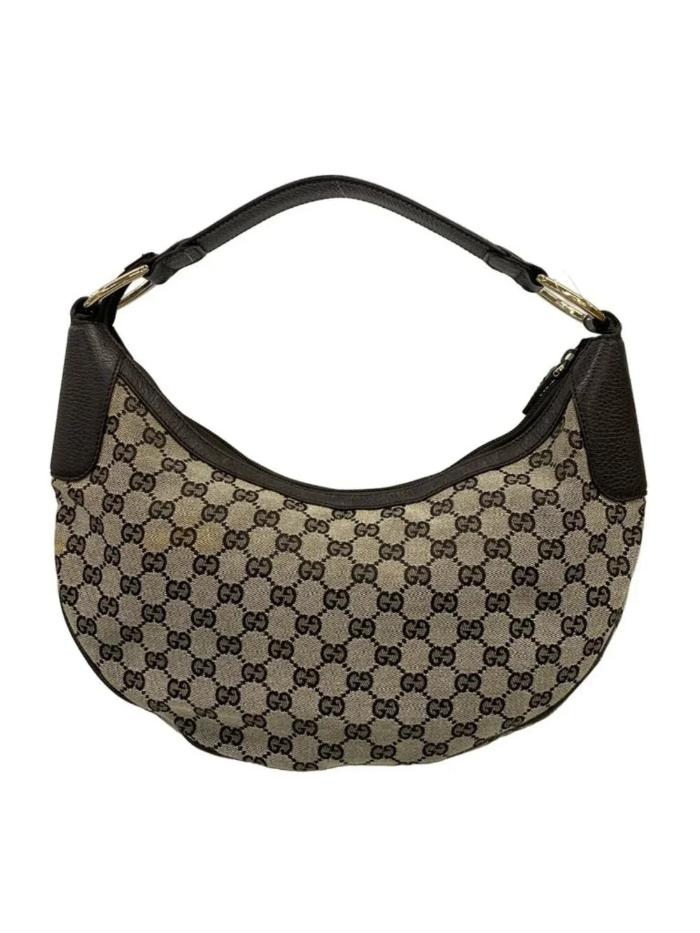 Gucci Shoulder Bag GG Pattern Dark Brown Beige Leather - Picture 3 of 15